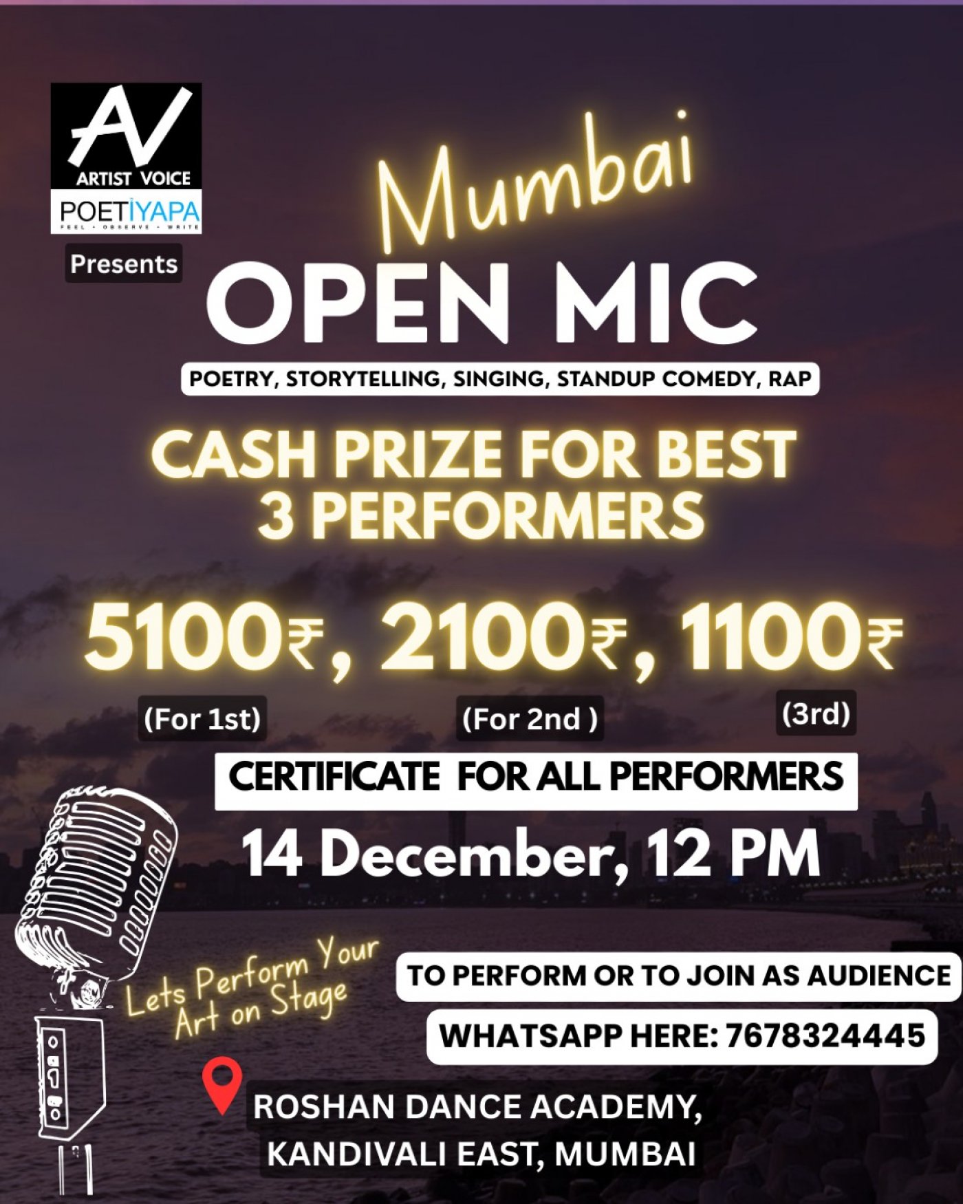 OPEN MIC IN MUMBAI - Poetry, Storytelling, Singing, Standup Comedy - Events in - Poetiyapa, 14 December | AllEvents