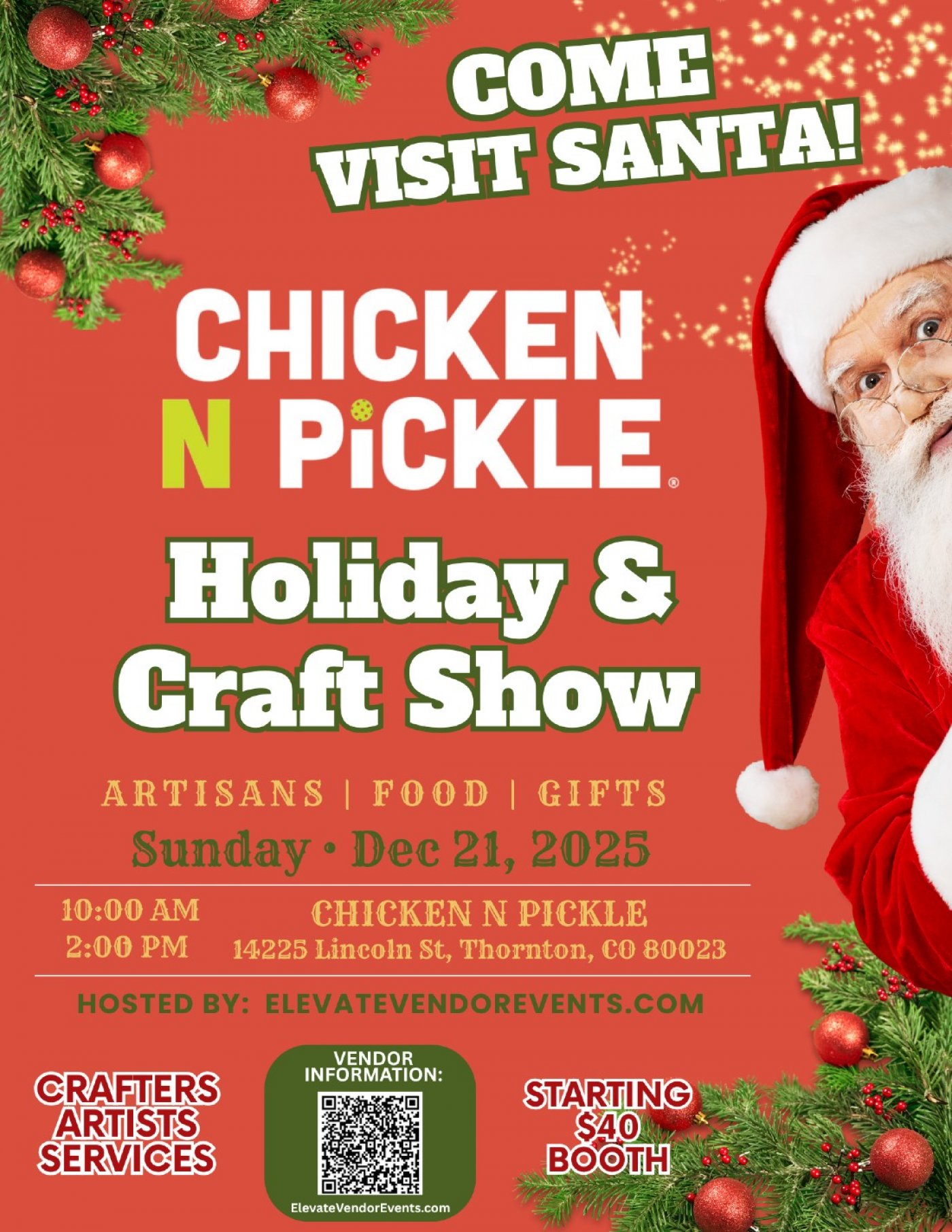 Chicken N Pickle  Holiday & Craft Show, 21 December | Event in Thornton | AllEvents
