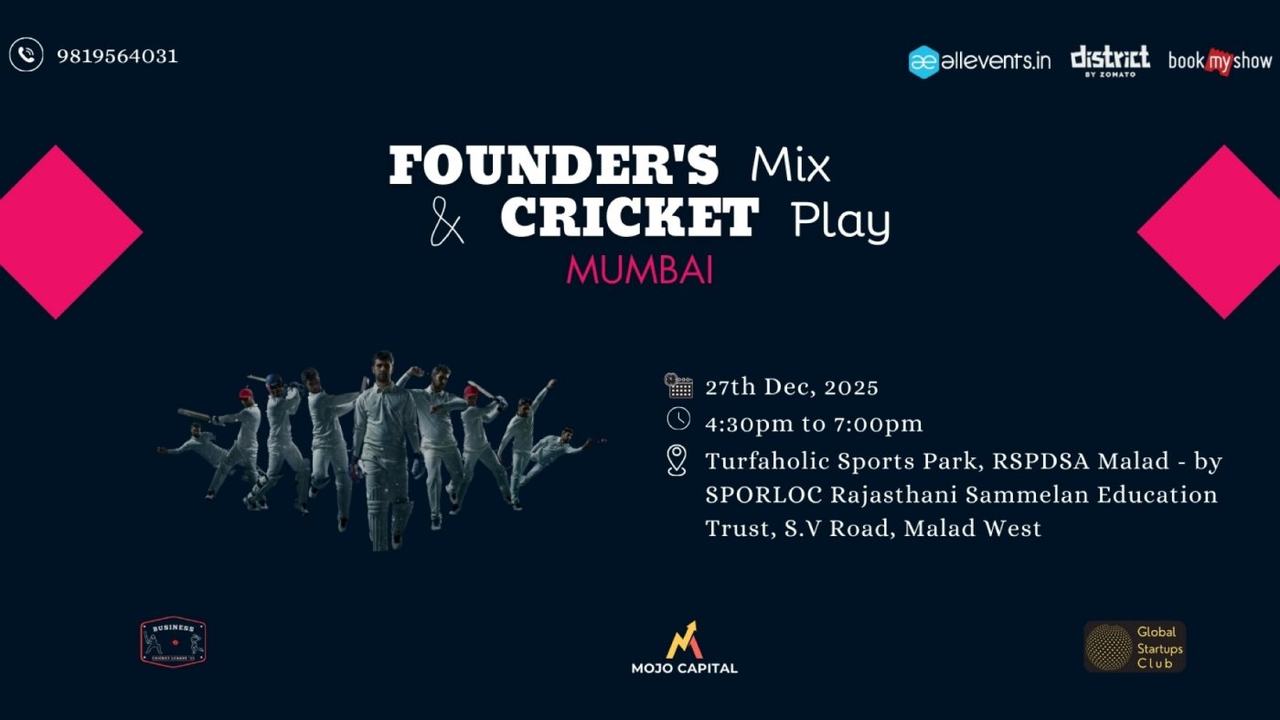 Founder's Mix & Cricket Play, 27 December | Event in Mumbai | AllEvents