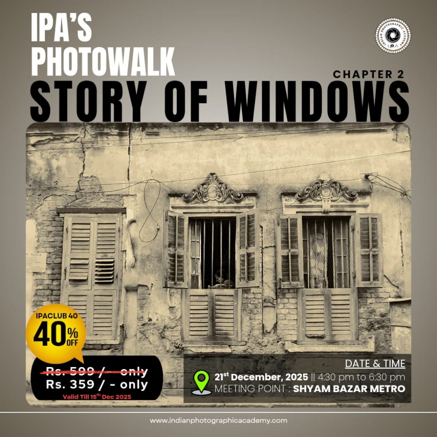 Street Photography - Story of Windows (chapter - 2), 21 December | Event in Kolkata | AllEvents