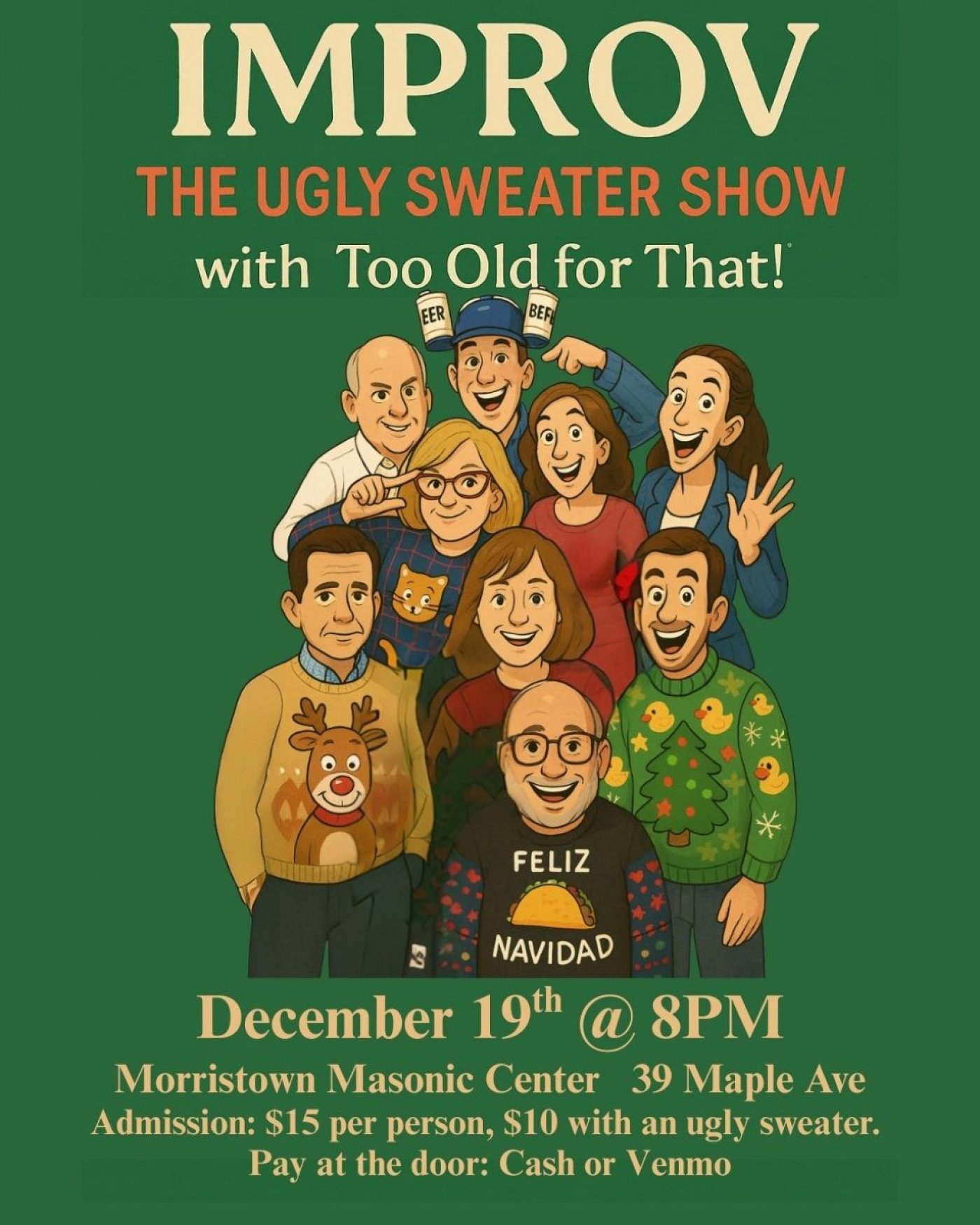 IMPROV: The Ugly Sweater Show, 19 December | Event in Morristown | AllEvents