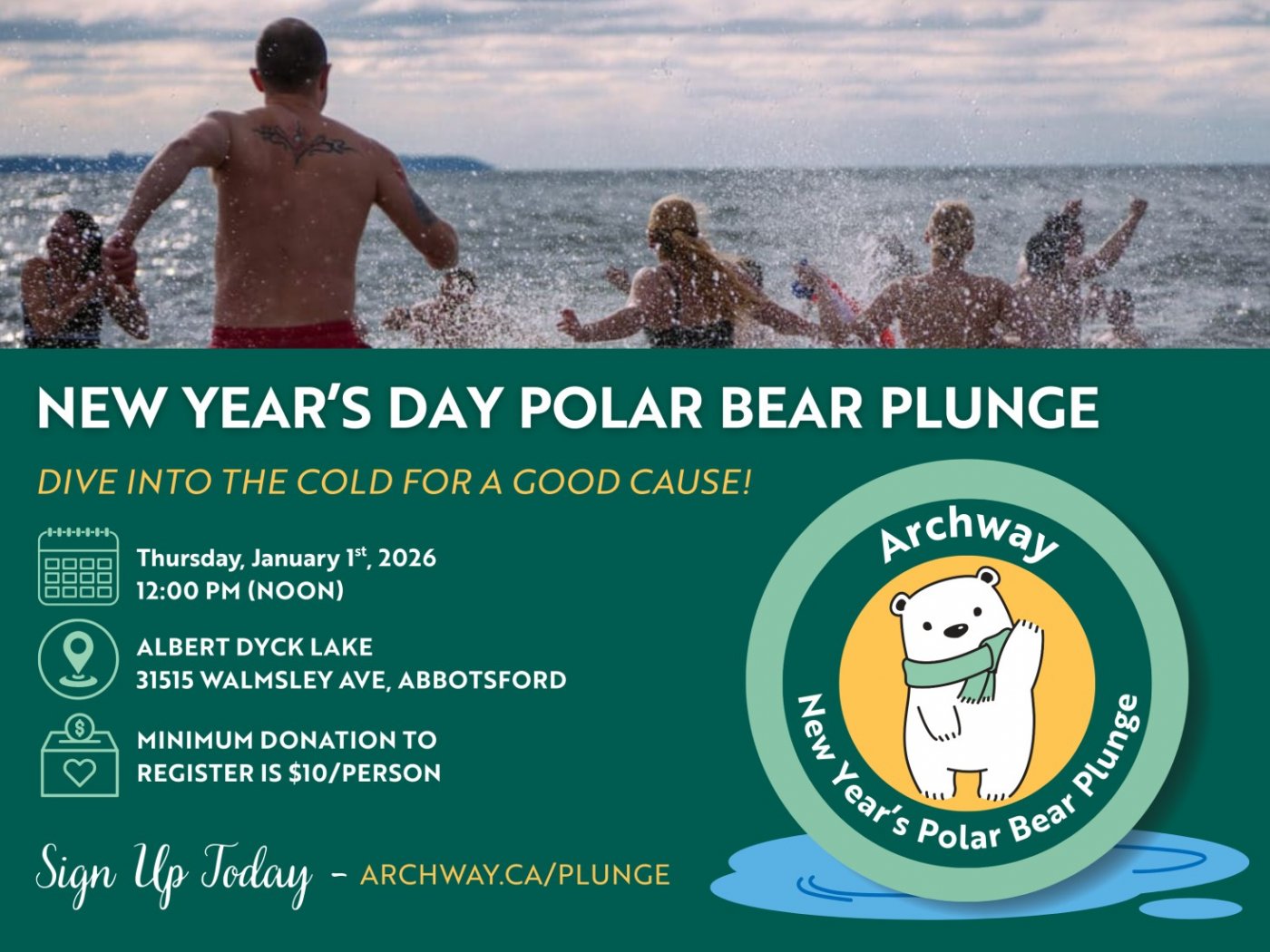 Archway New Years Day Polar Bear Plunge, 1 January | Event in Abbotsford | AllEvents