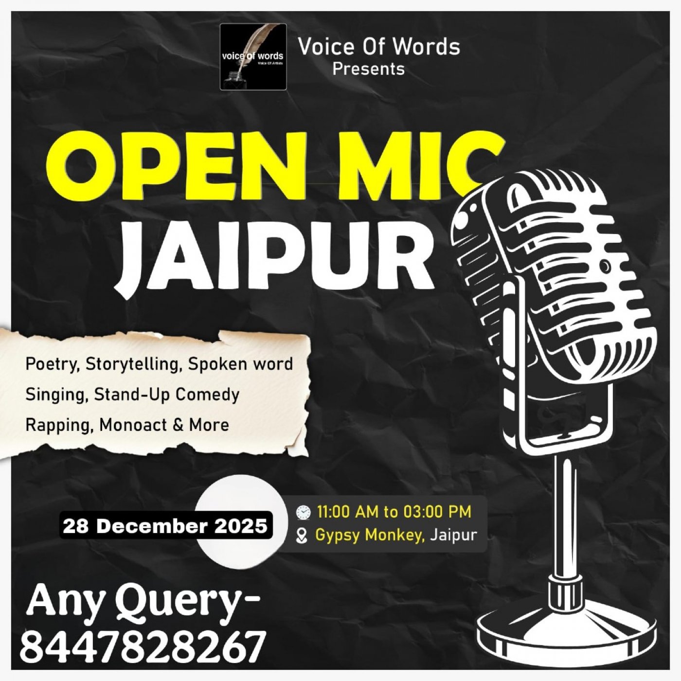 Jaipur Open Mic, 28 December | Event in Jaipur | AllEvents