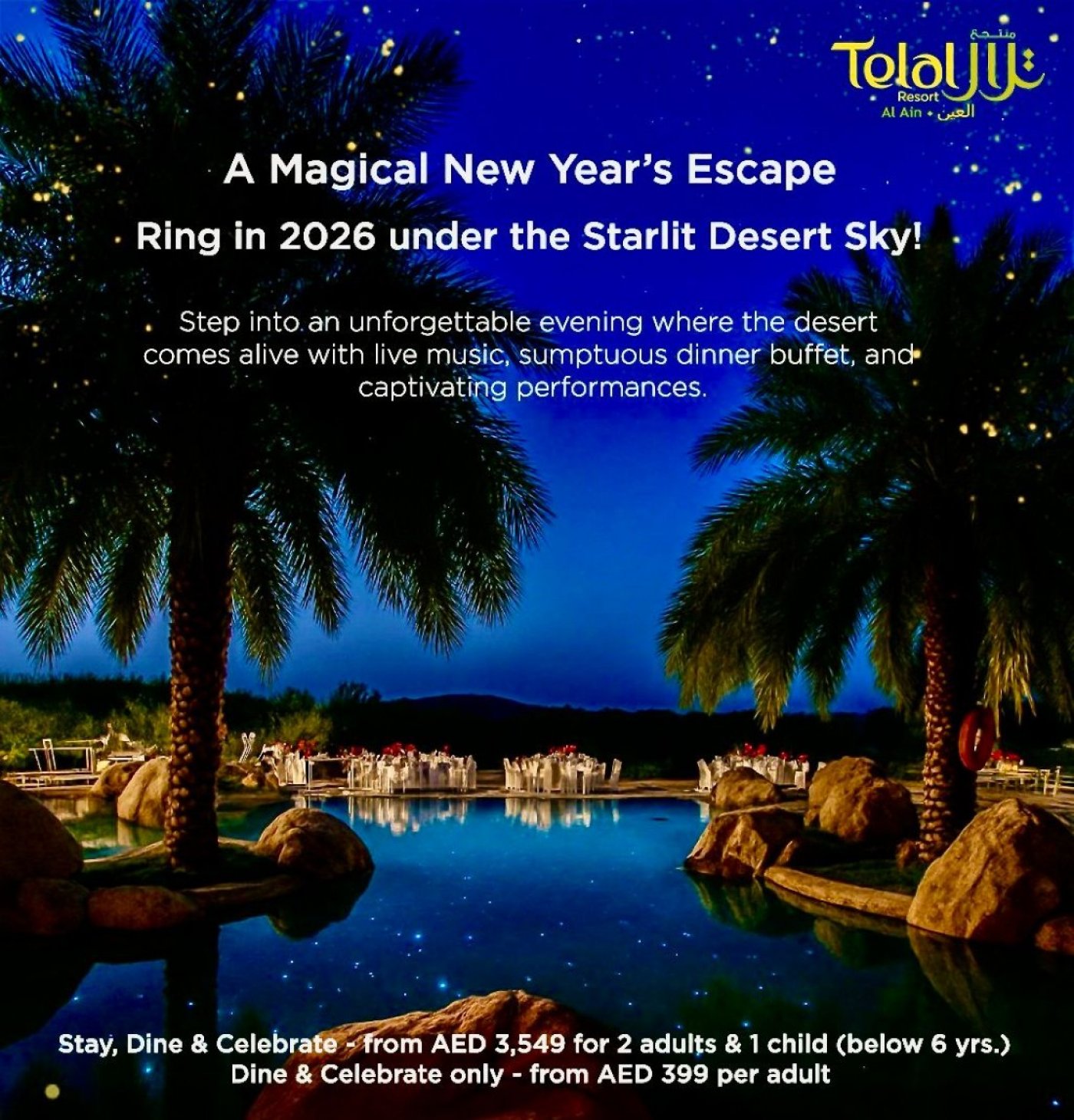 New Year’s Eve Celebration at Telal Resort Al Ain, 31 December | Event in Al Ain | AllEvents