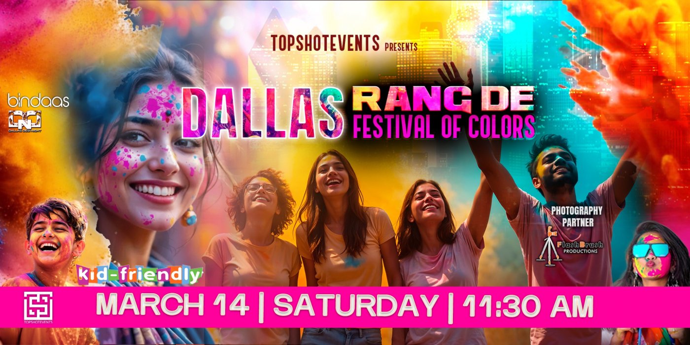RANG DE -  BIGGEST HOLI  COLOR FESTIVAL 2026, 14 March | Event in Dallas | AllEvents