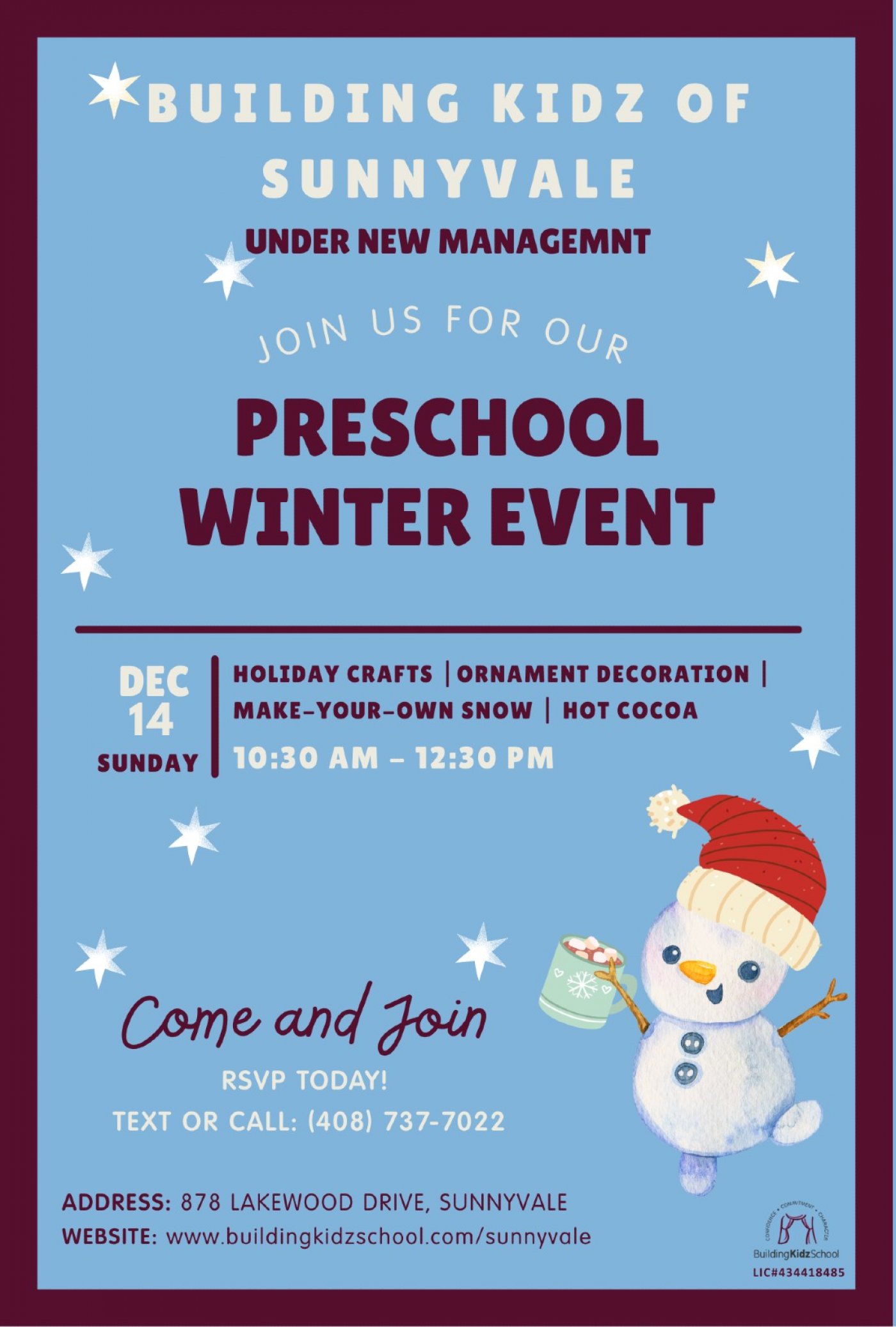 Preschool Winter Event - FREE, 14 December | Event in Sunnyvale | AllEvents