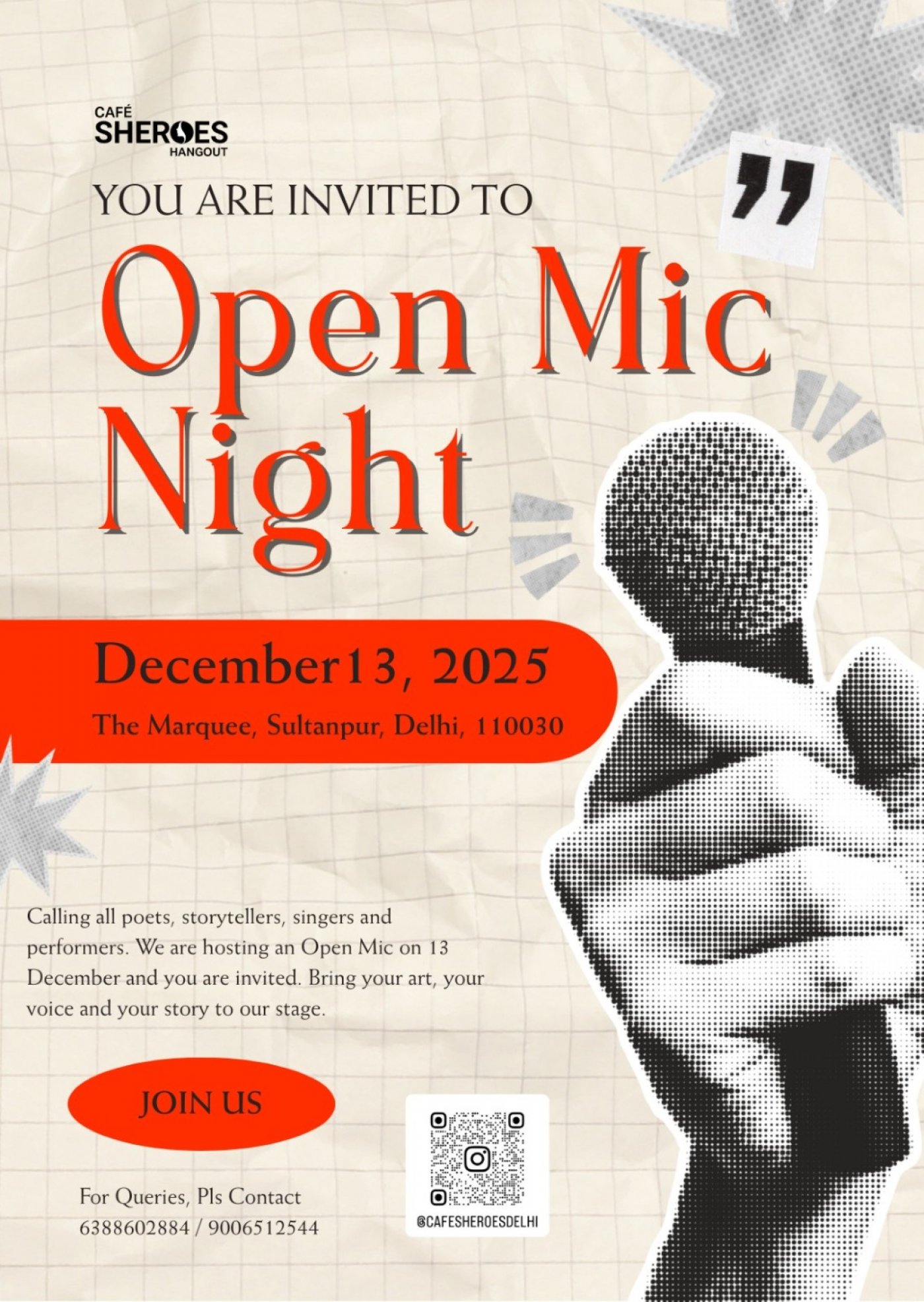 Sheroes Open Mic, 13 December | Event in New Delhi | AllEvents