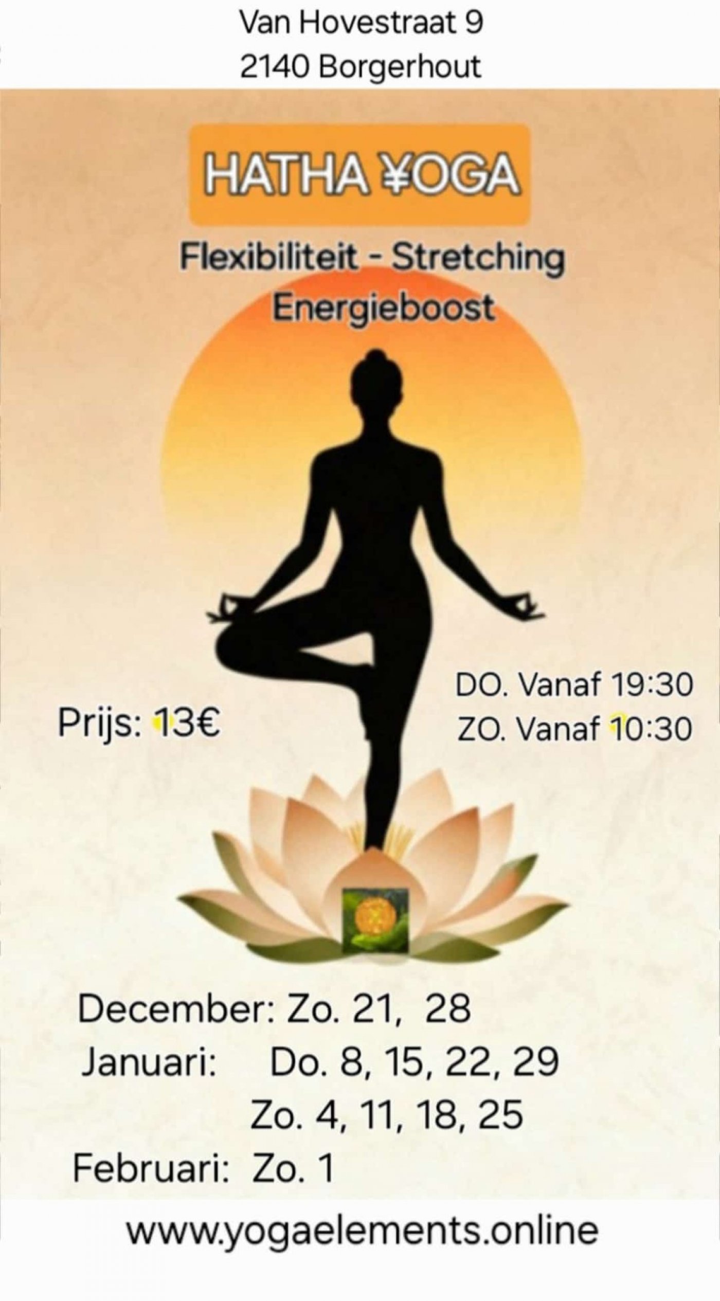 Hatha ¥oga 4you, 8 January | Event in Borsbeek | AllEvents
