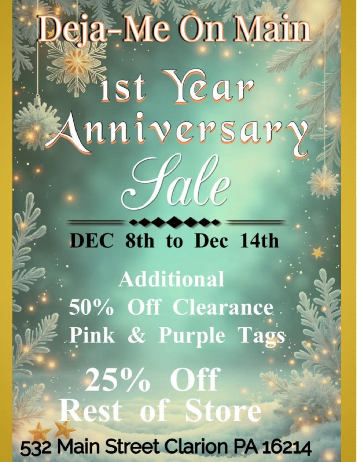 Deja-Me On Main Anniversary Sale! | Event in Clarion | AllEvents