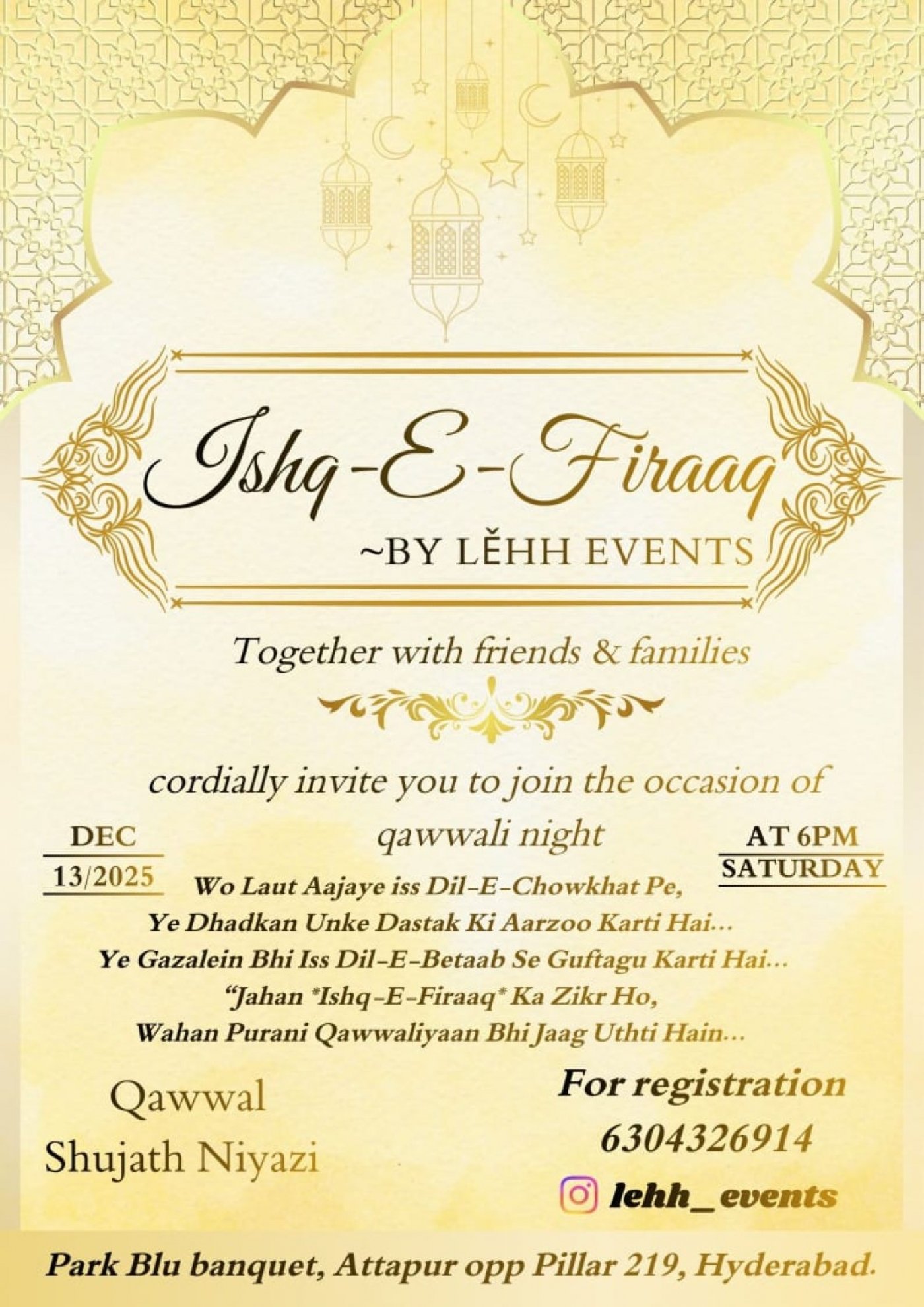 Qawwali Night Ishq E Firaaq, 13 December | Event in Hyderabad | AllEvents