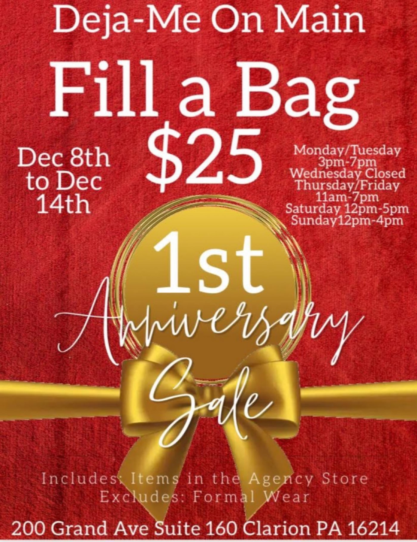 Deja-Me On Main Fill a Bag @ Grand Avenue | Event in Clarion | AllEvents