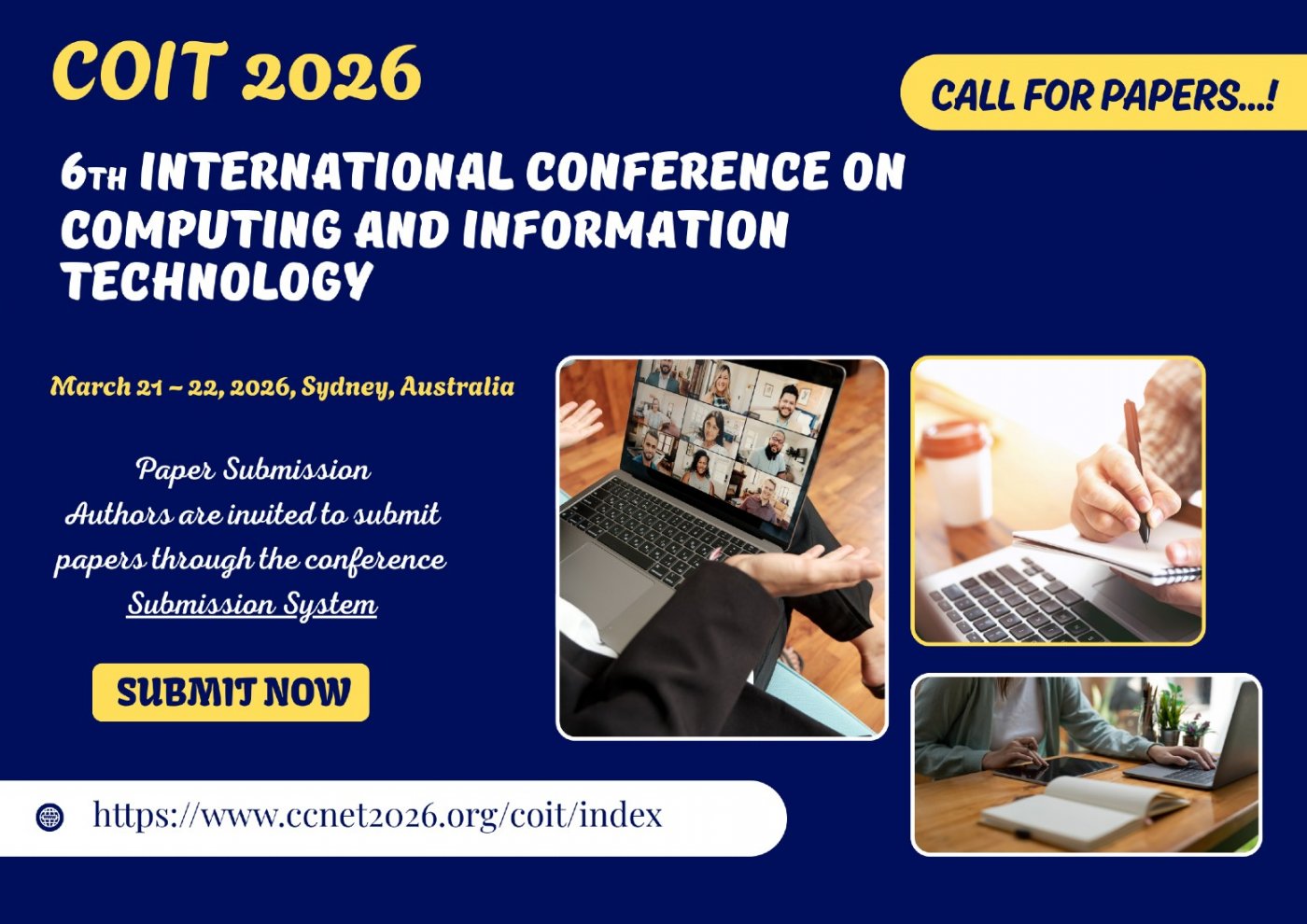6th International Conference on Computing and Information Technology (COIT 2026), 21 March | Event in Pyrmont