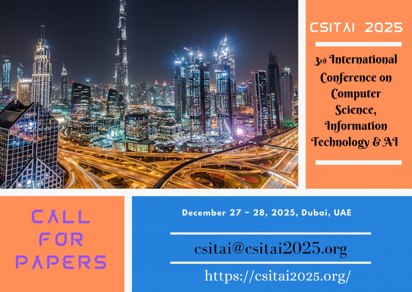 3rd International Conference on Computer Science, Information Technology & AI (CSITAI 2025), 27 December