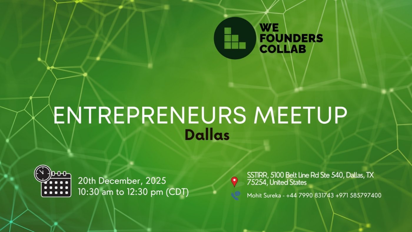Entrepreneurs Meetup by We Founders Collab Dallas 2025, 20 December | Event in Dallas | AllEvents