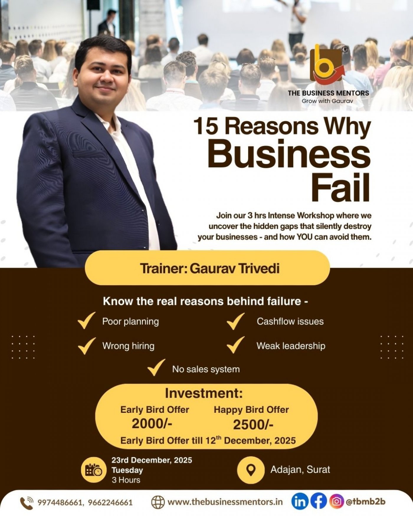15 Reasons Why Business Fail, 23 December | Event in Surat | AllEvents