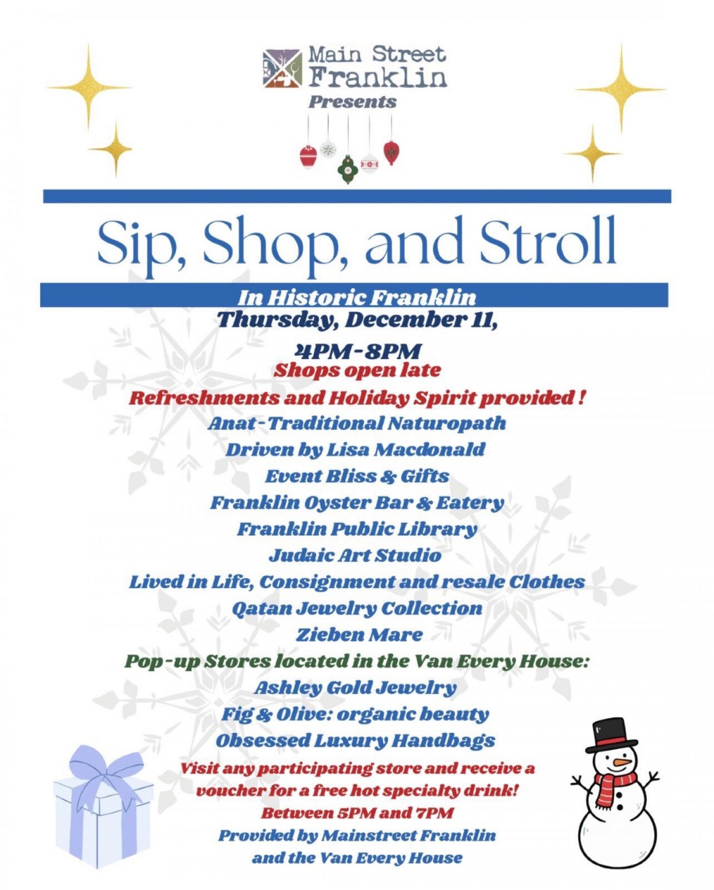Sip, Shop and Stroll event in Downtown Franklin | Event in Franklin | AllEvents