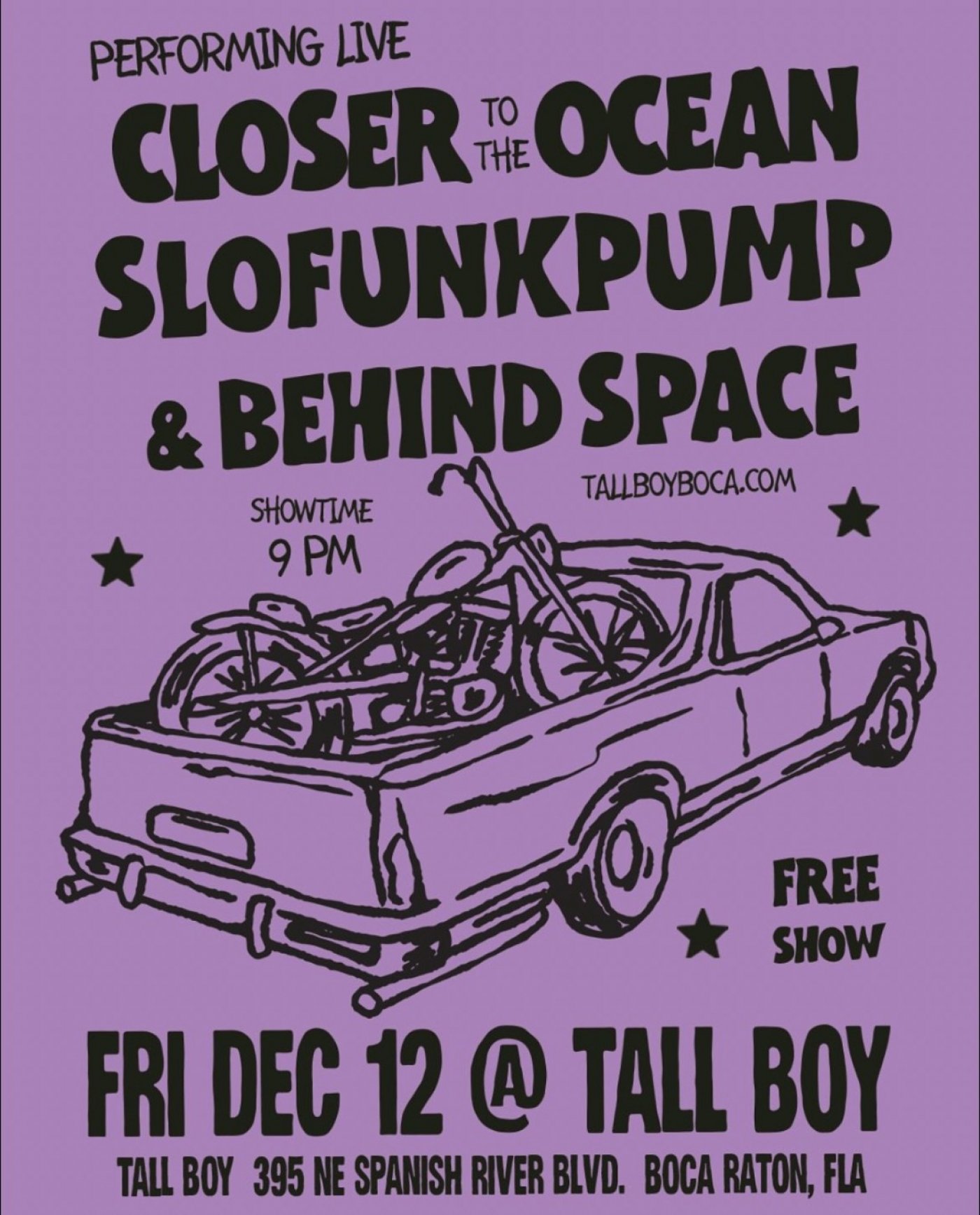 Performing Live: Closer to the Ocean, Slofunkpump, & Behind Space, 12 December | Event in Boca Raton | AllEvents