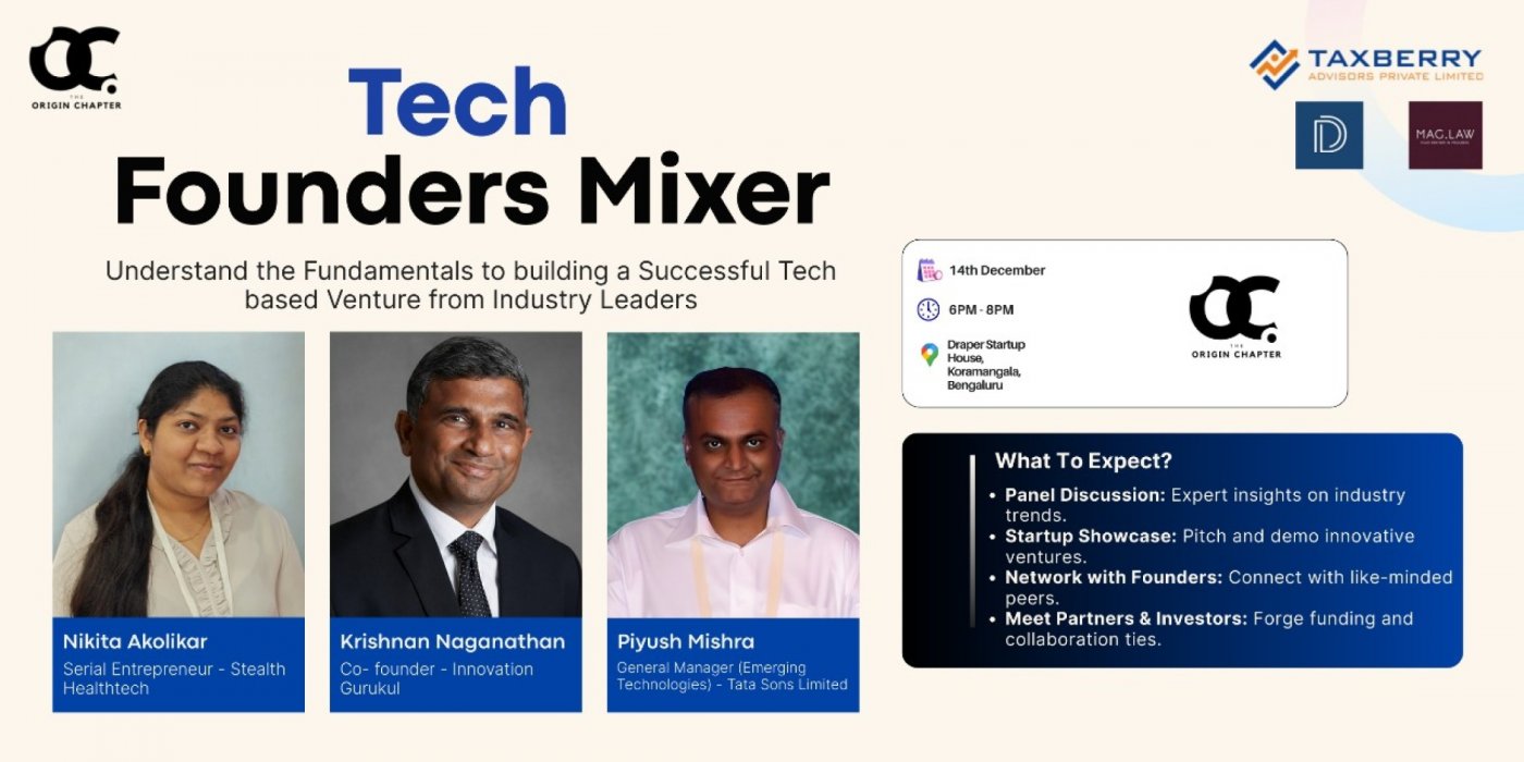 Tech Founders Mixer, 14 December | Event in Bangalore | AllEvents