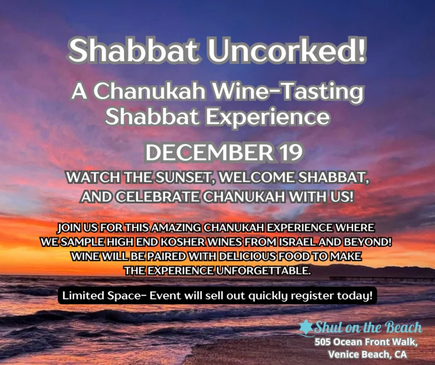 Shabbat Chaunukah Dinner at the Beach, 19 December | Event in Venice | AllEvents