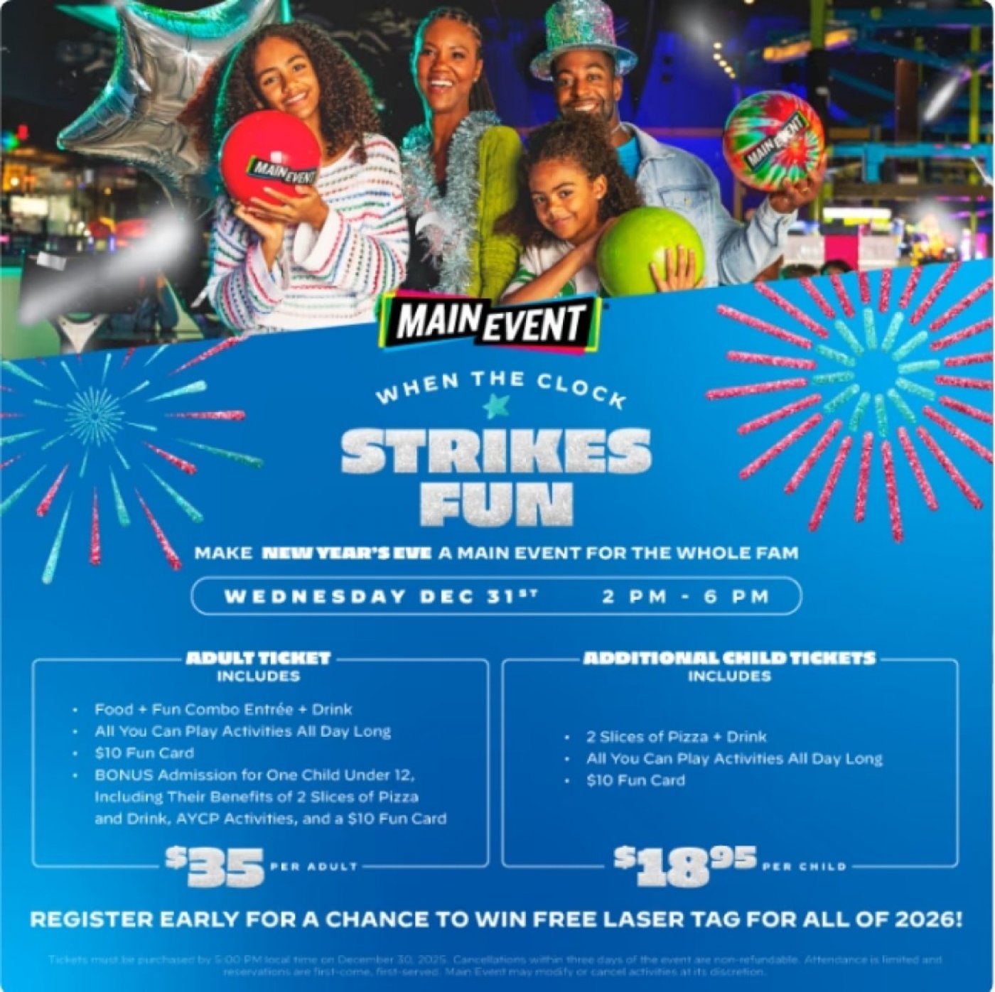 Strike Up the FUN at Main Event’s 2026 NYE Bash - Lewisville, 31 December | Event in Lewisville | AllEvents