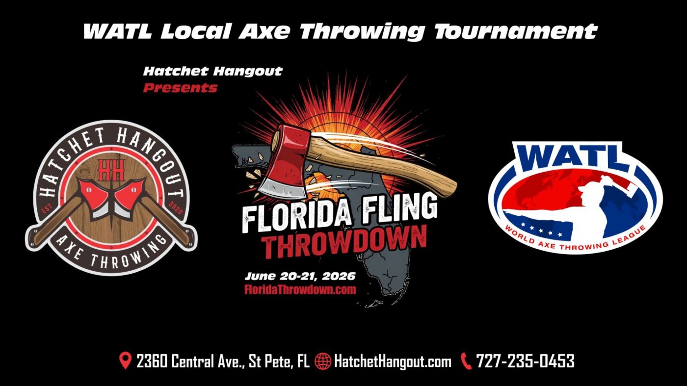 Florida Fling Throwdown - 2026 WATL Local Axe Throwing Tournament at Hatchet Hangout, 20 June | Event in St. Petersburg