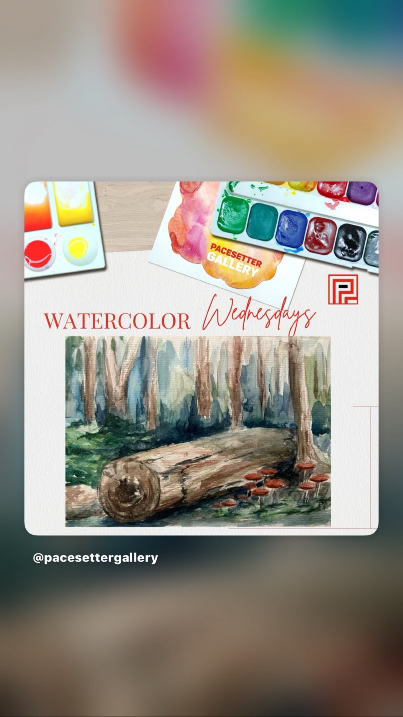 Watercolor Wednesday Fallen Log and Mushrooms