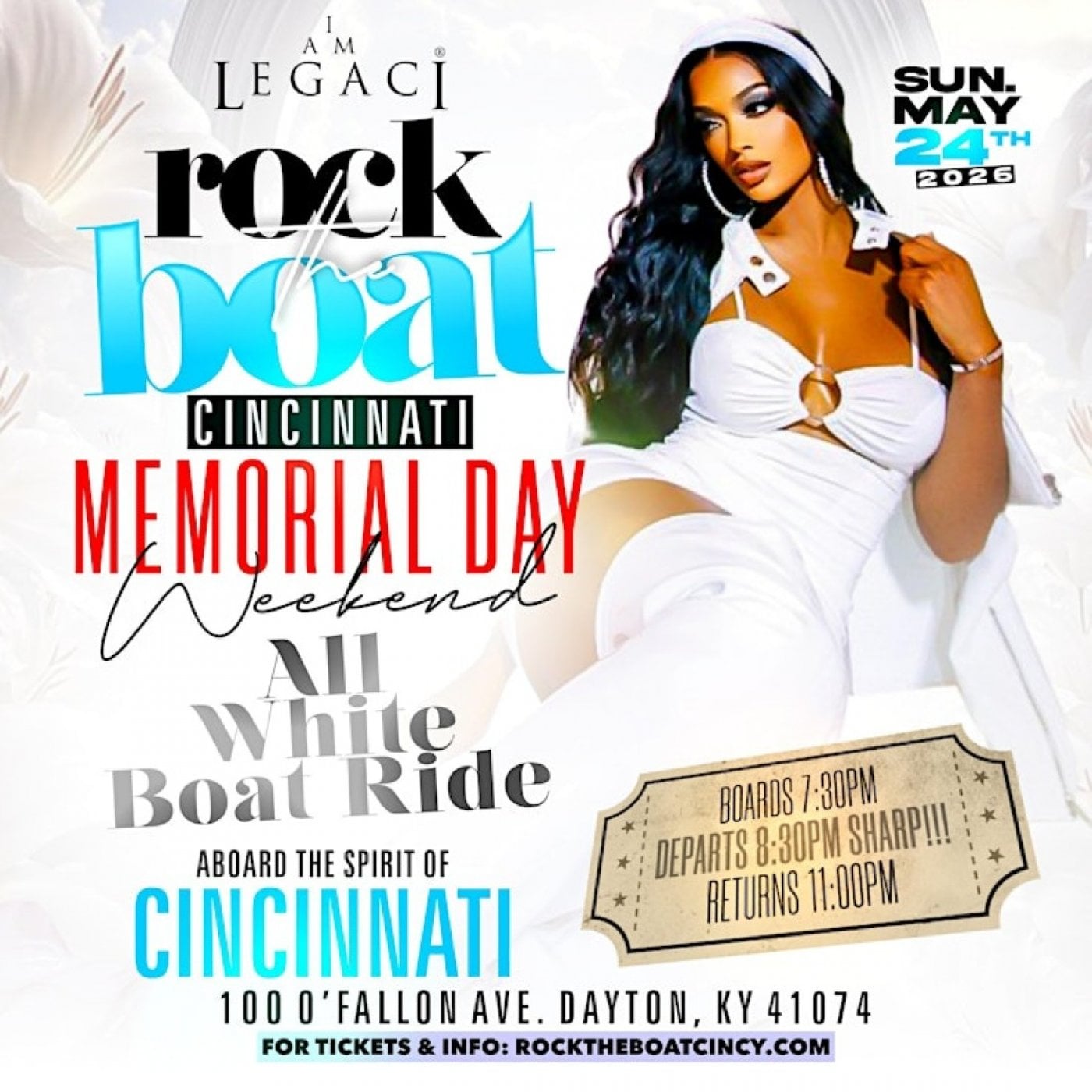 ROCK THE BOAT CINCINNATI ALL WHITE BOAT RIDE MEMORIAL DAY WEEKEND 2026