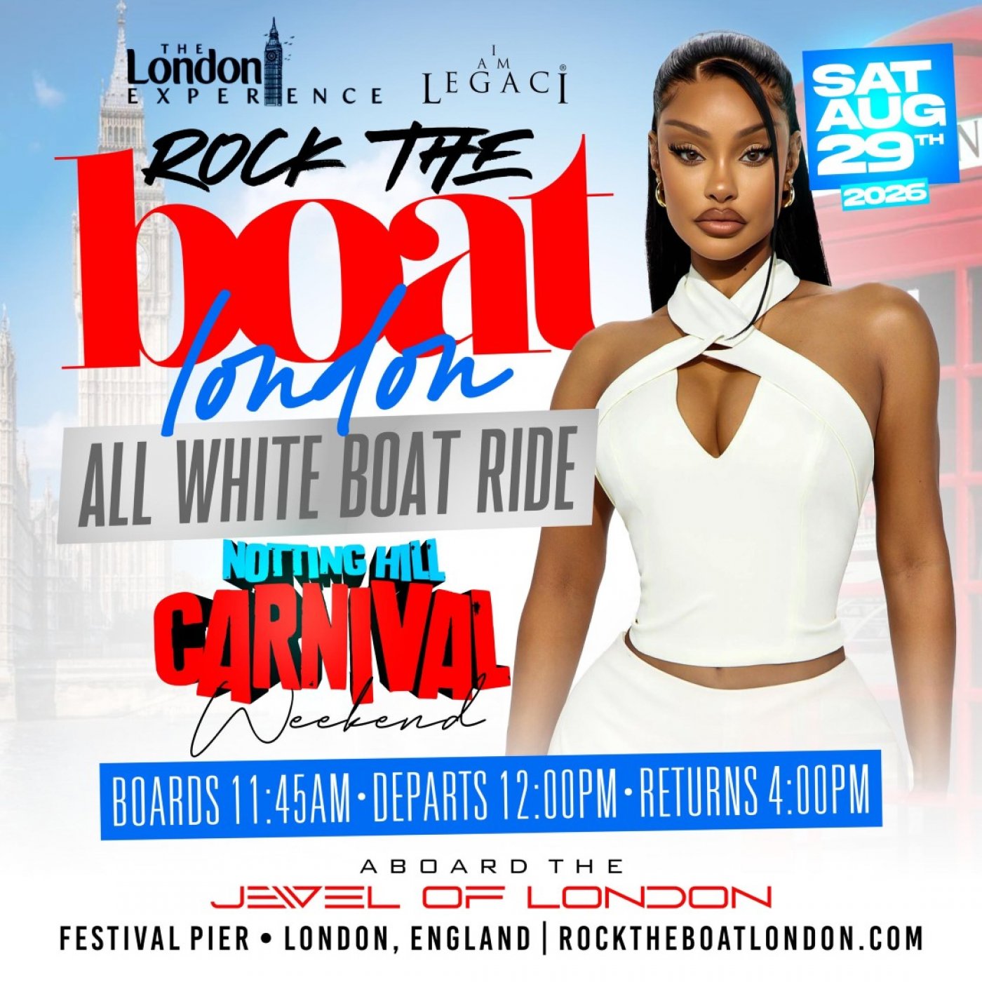 ROCK THE BOAT LONDON ALL WHITE BOAT RIDE PARTY | NOTTING HILL CARNIVAL 2026