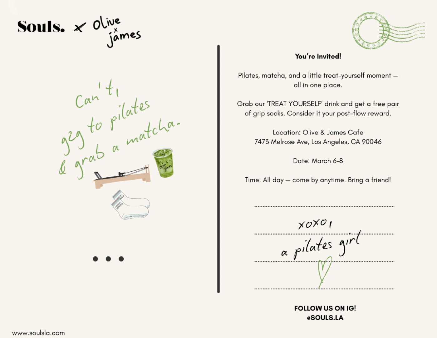 Treat Yourself: A Matcha Weekend with Souls. x Olive &amp; James (Limited Gift with Purchase)!