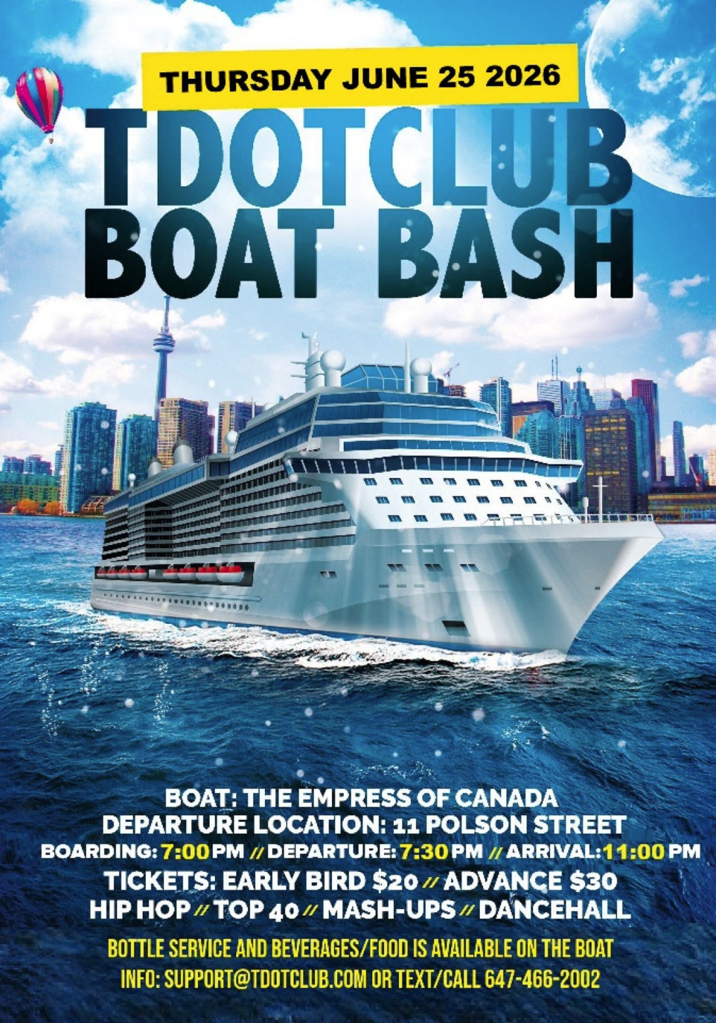 Toronto Boat Party June 25 2026