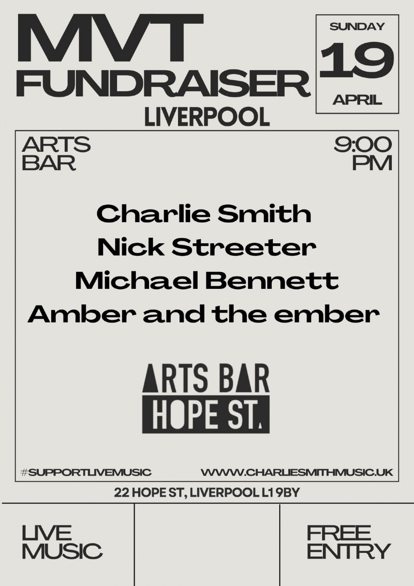 MVT Fundraiser Liverpool @ Arts Bar Hope Street