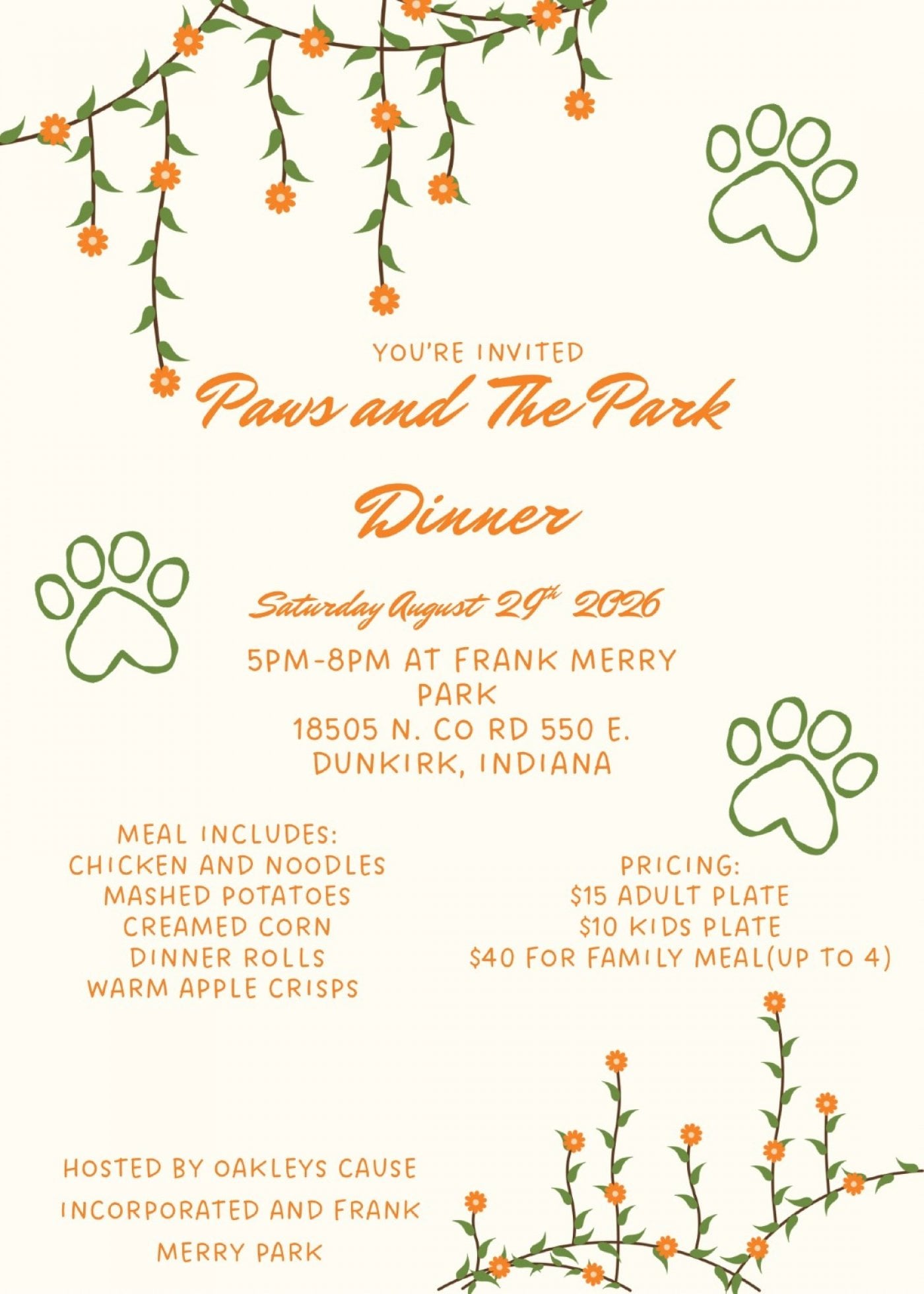 Paws & The Park Dinner