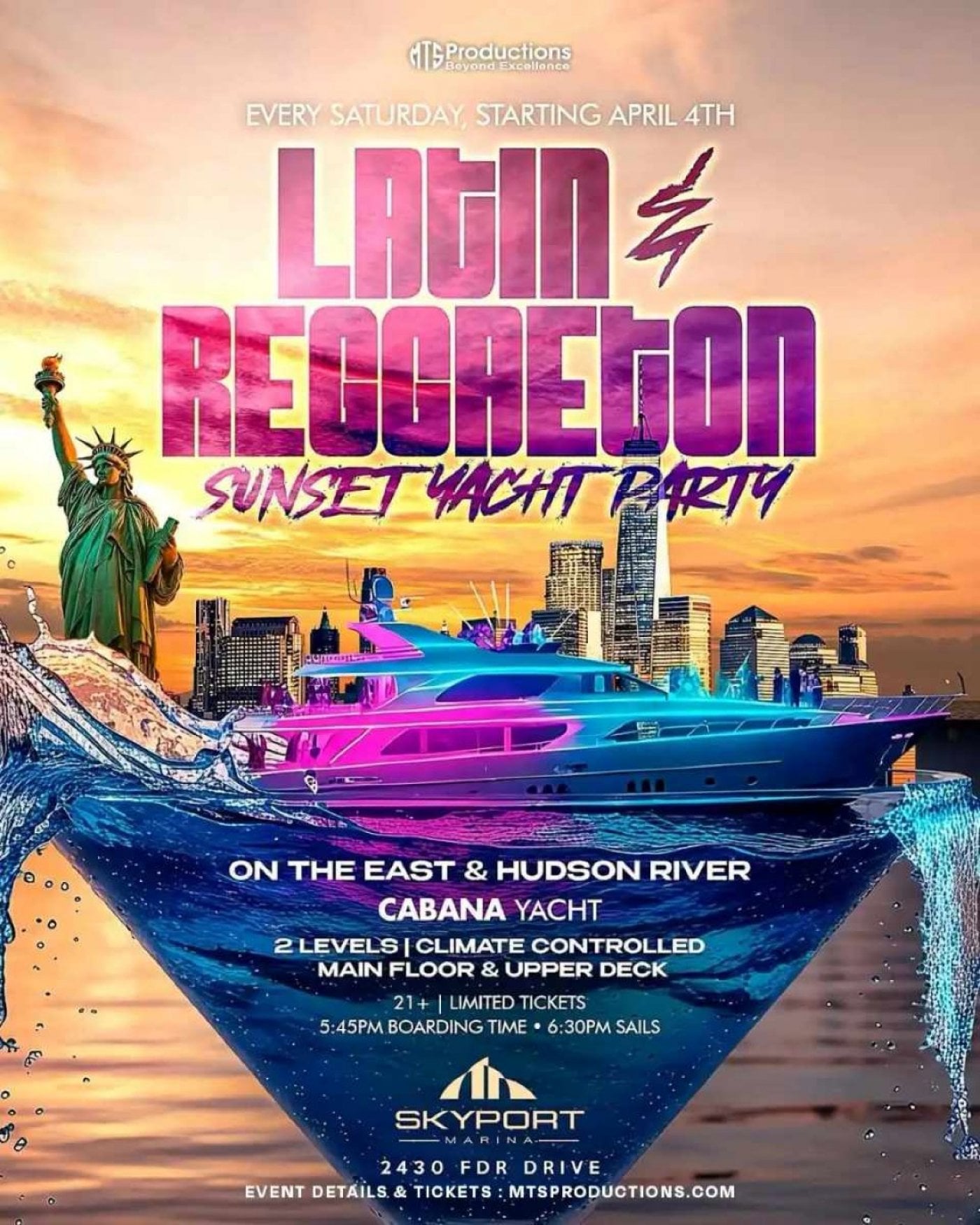Fiesta Latina Sunset Yacht Party NYC Saturday April 4th | NYC Party Cruise