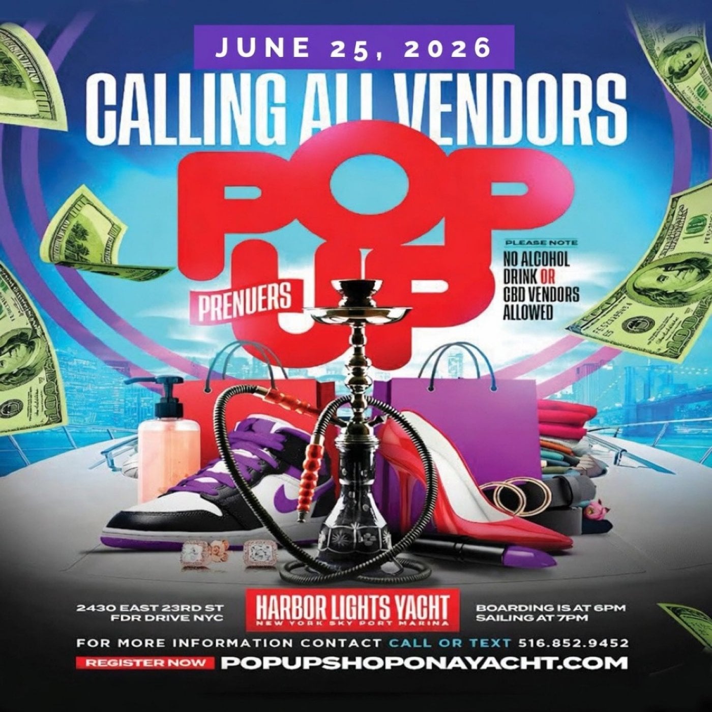 Calling all vendors! Register today for Pop Up Shop On a Yacht