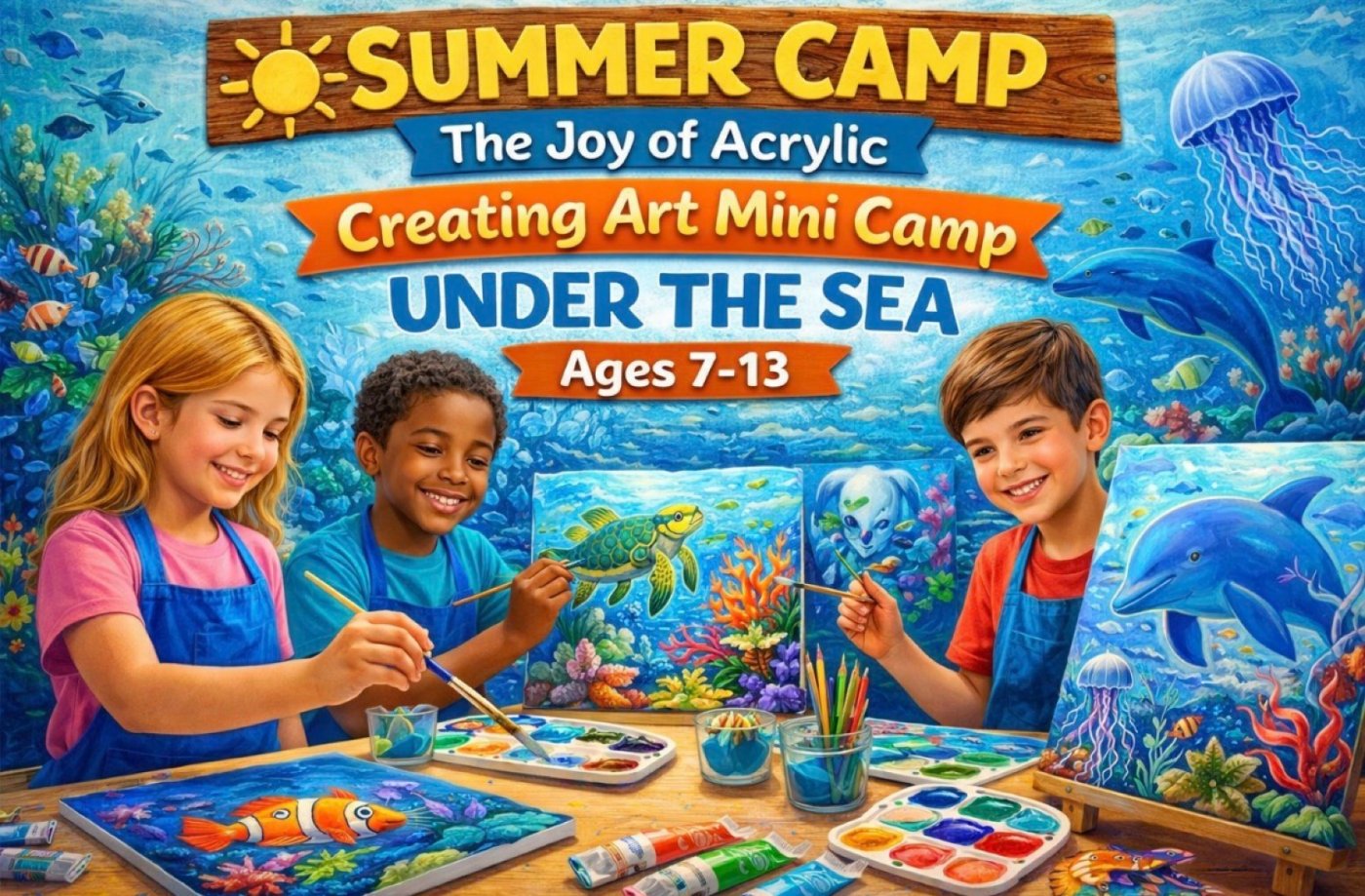 3-Day Youth Mini Art Camp: The Joy of Acrylic Painting – Under the Sea (Ages 7-13)