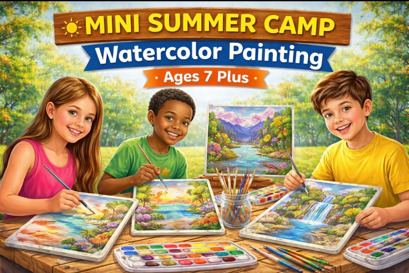 3-Day Youth Mini Summer Art Camp: The Joy of Watercolor Painting (Ages 7 and up)