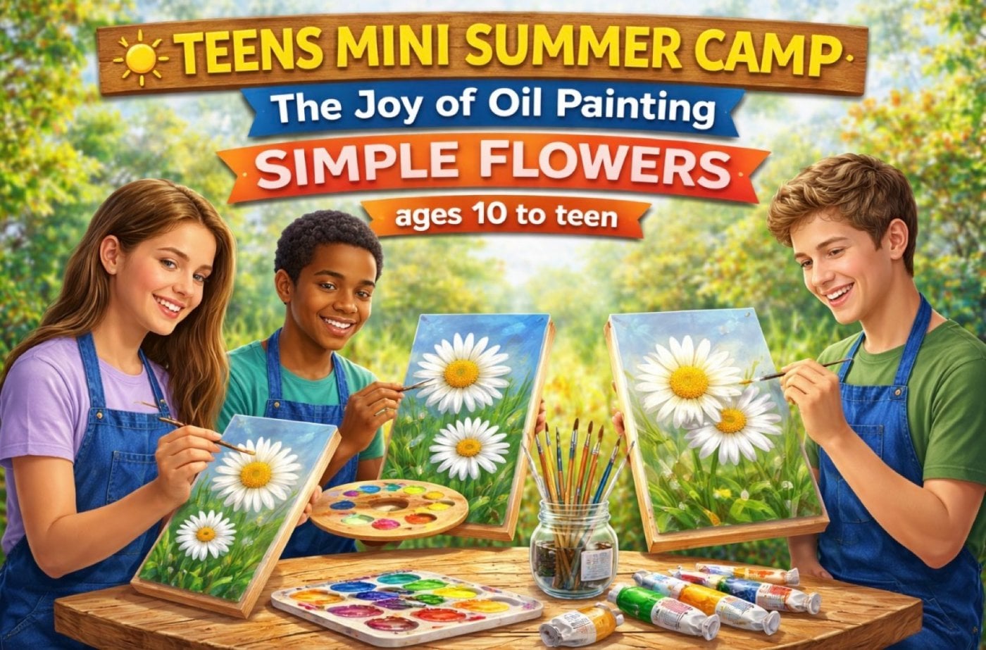 3-Day Youth Mini Summer Art Camp: The Joy of Oil Painting – Simple Flowers (Ages 10-teen)