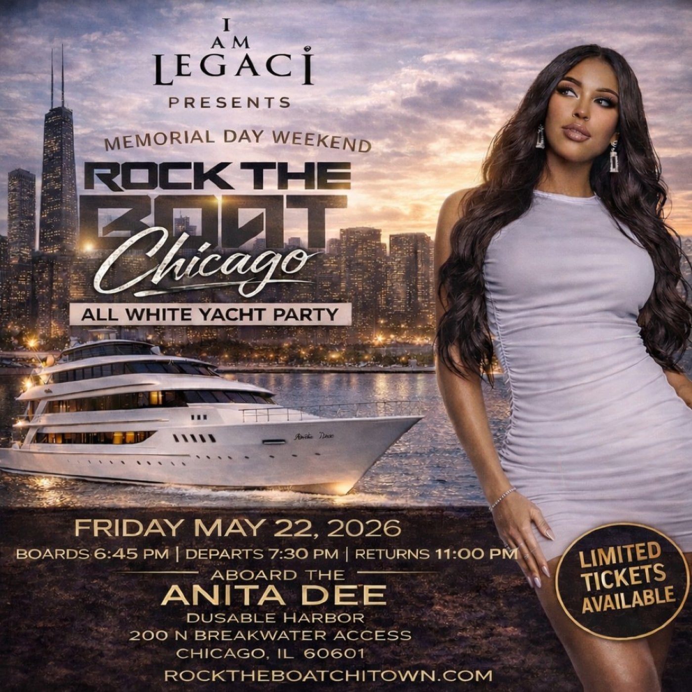 Rock The Boat Chicago All White Yacht Party Memorial Day Weekend 2026