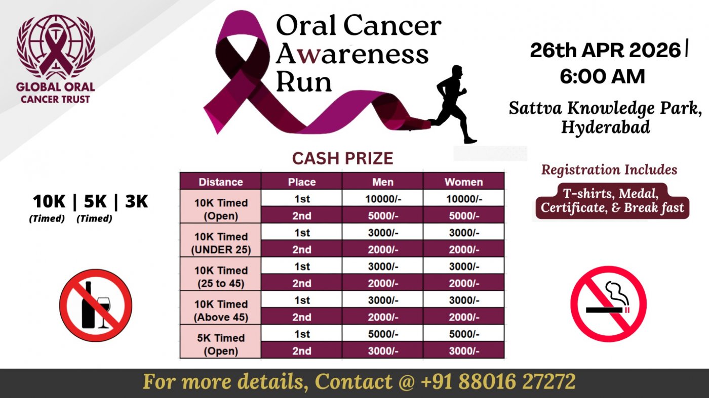 Oral Cancer Awareness Run 2026 – Hyderabad | Apr 26, 2026
