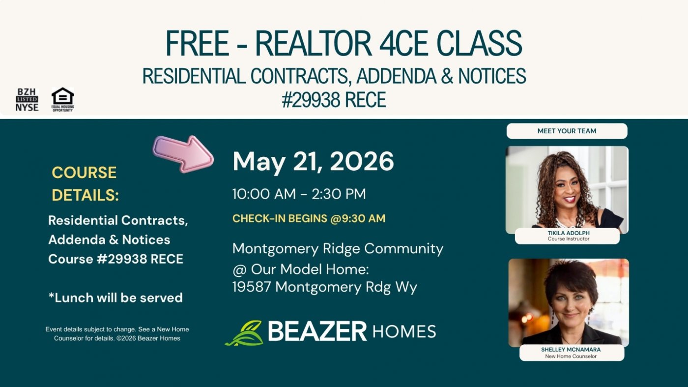 FREE Realor 4CE Class - Lunch Provided Tickets, Beazer Homes Model in ...