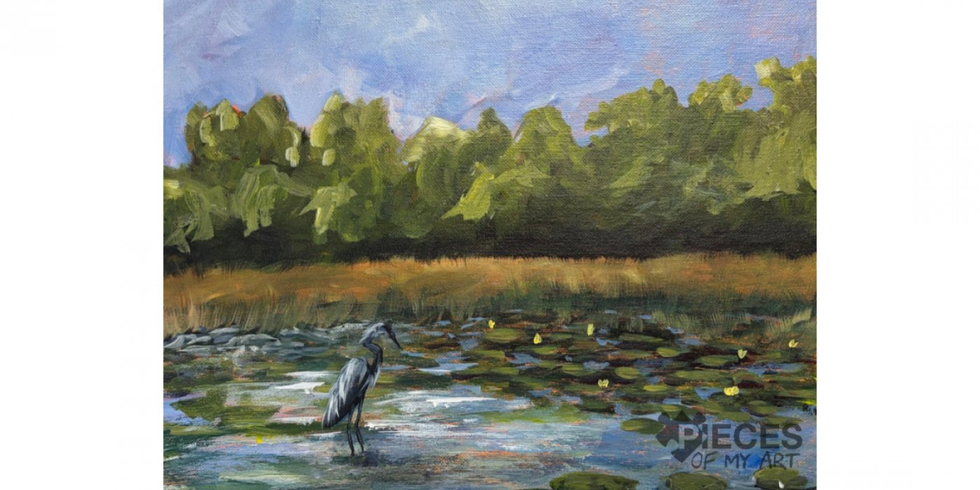 Let’s Paint Heron on the Lake