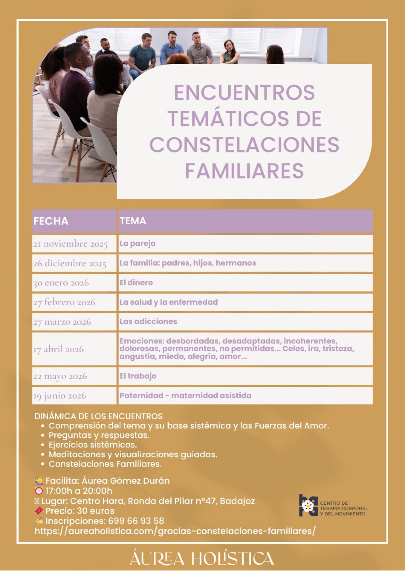 ENCUENTROS TEMÁTICOS DE CONSTELACIONES FAMILIARES Badajoz aureaholistica