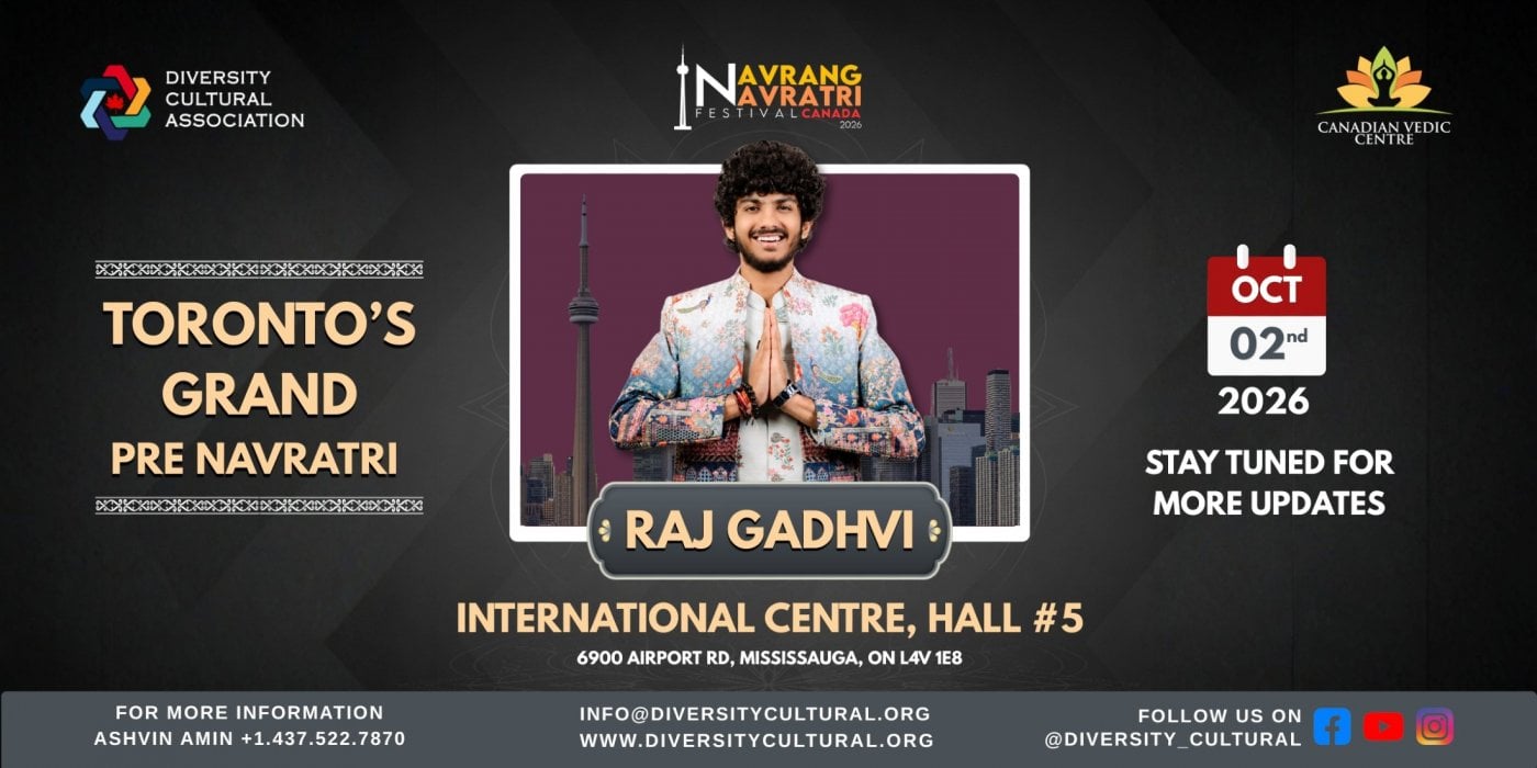 Navrang Navratri Festival Canada 2026 With RAJ GADHVI – FRIDAY 2nd October, 2026