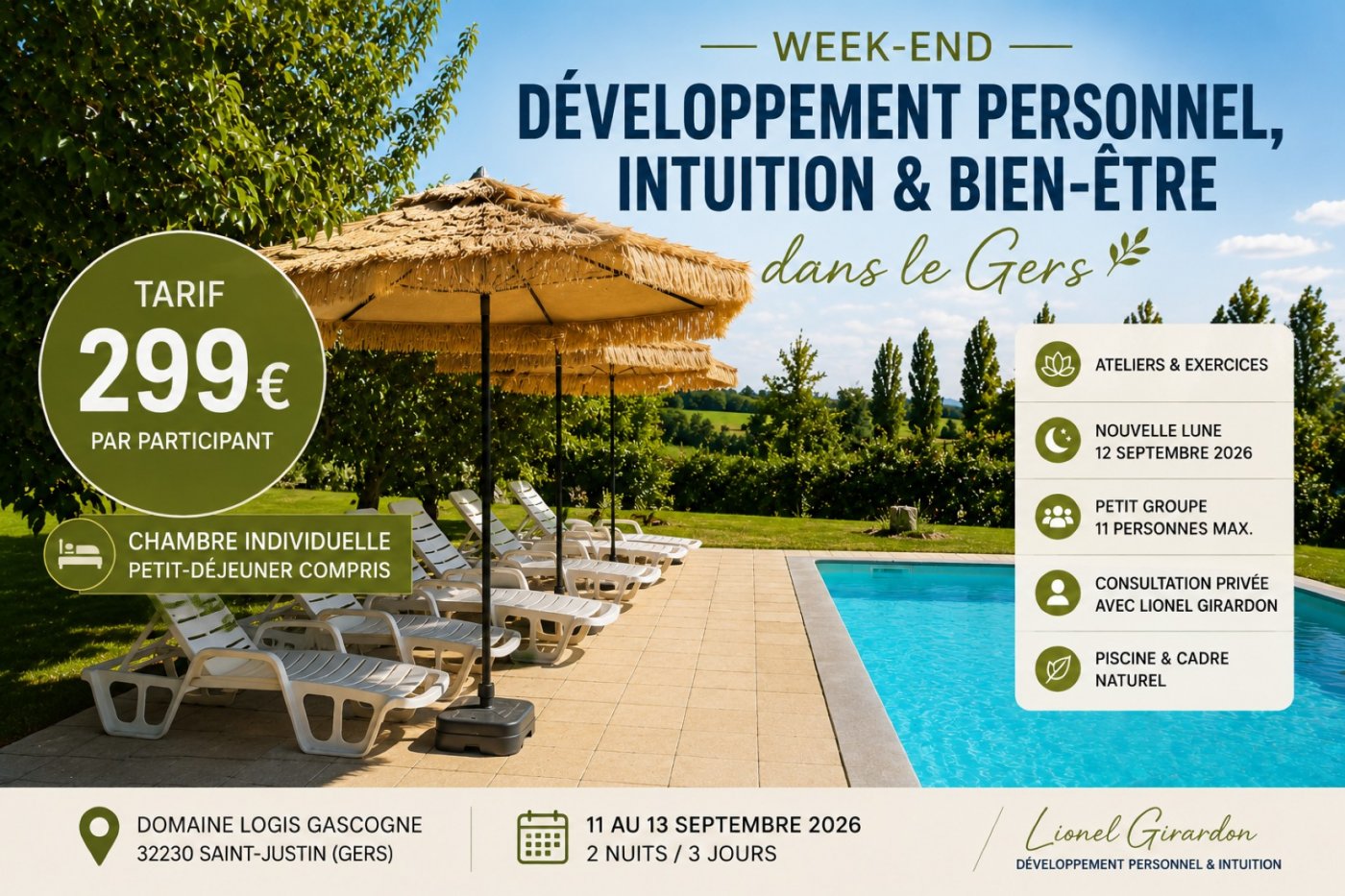 Week-end Développement Personnel, Bien-Être, Intuition et Confiance en Soi dans le Gers
