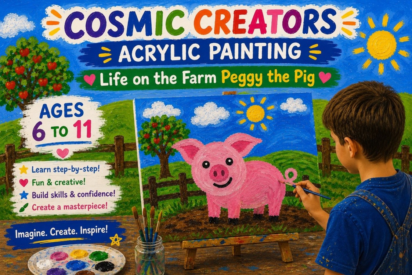 Cosmic Creators Youth Art Discovery Program (Ages 6-11) – Life on the Farm: Peggy the Pig