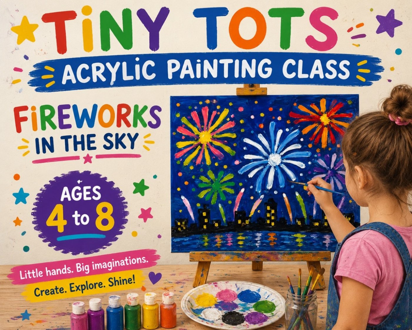 Tiny Tot Creators Art Program: Acrylic Painting – Fireworks in the Sky (Ages 4-8)