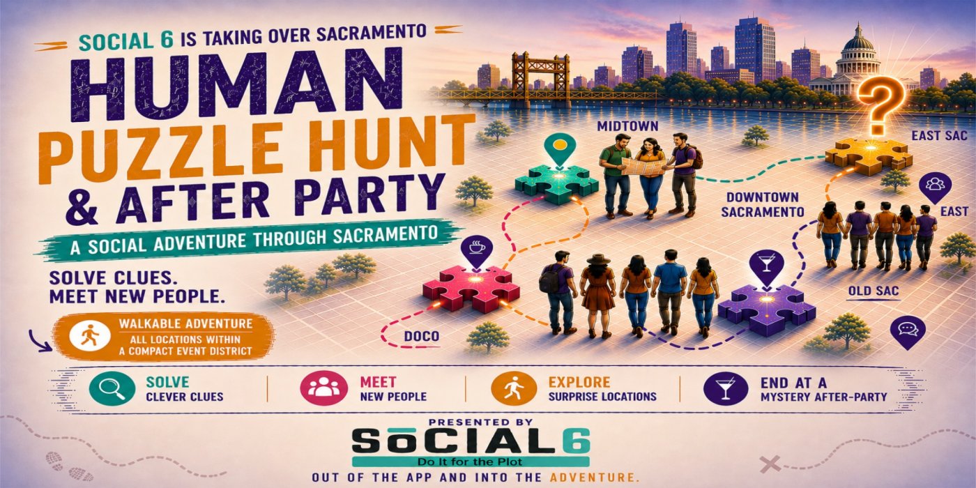 New Friends in Sacramento: Walking Social Human Puzzle Hunt + After Party