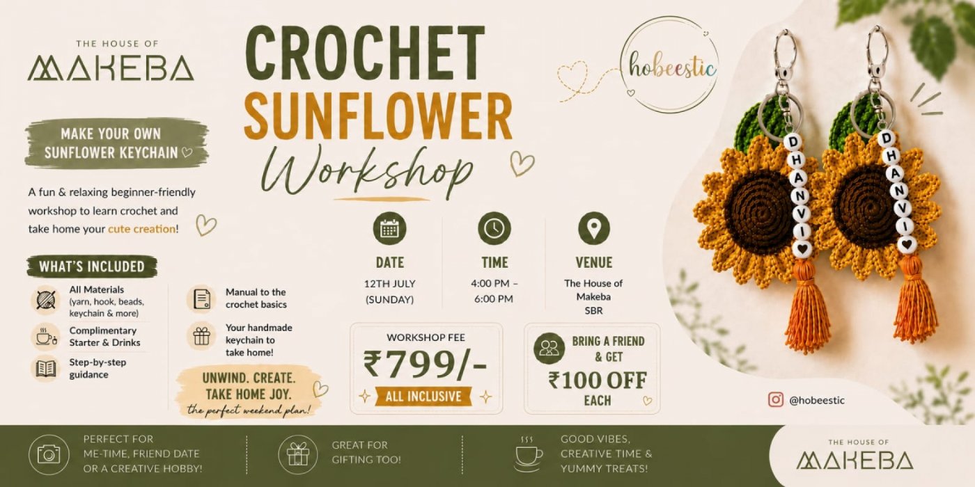 Crochet sunflower keychain workshop