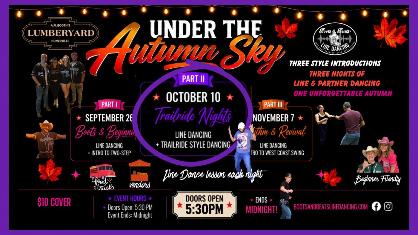 UNDER THE AUTUMN SKY Trailride Nights: Line Dancing + Trailride lesson