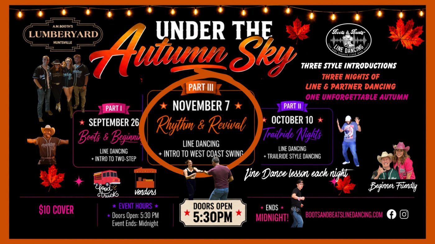 UNDER THE AUTUMN SKY Rhythm & Revival: Line Dancing + Intro to West Coast Swing